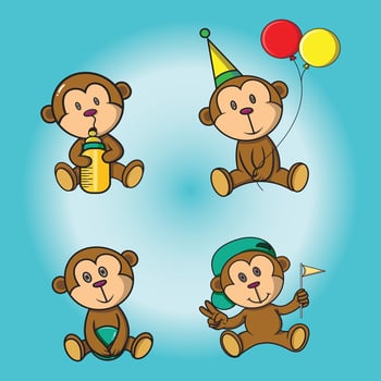 set cute monkey vector