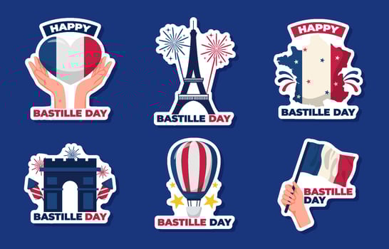 Bastille Day Sticker Collection vector