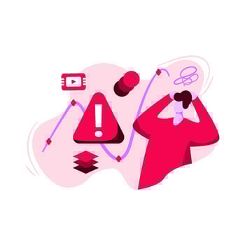 Keyframes Not Working Icon Illustration vector for video editor, concept on man under stress due to animation error, perfect for ui ux, mobile app, landing page web, brochure, advertising, flayer