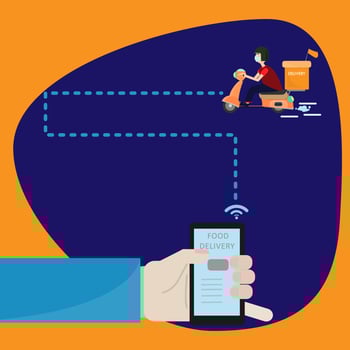 Mobile use to order food and home delivery services. vector