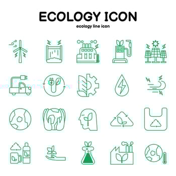 Line icons set. Icons for renewable energy and ecology , green technology . vector