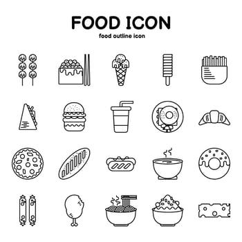 Food and drinks icon, set of restaurant thin line icons, vector eps10 on white background