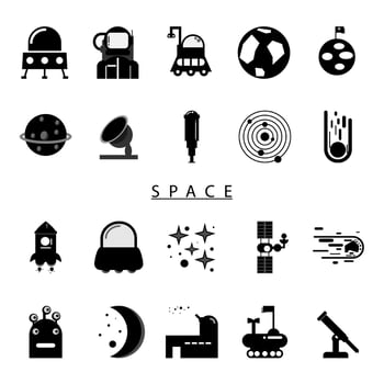 Space icon vector set. Extraterrestrial concept or space exploration. isolated on a white background