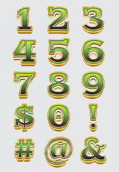 golden diamond abstract numbers set vector illustration
