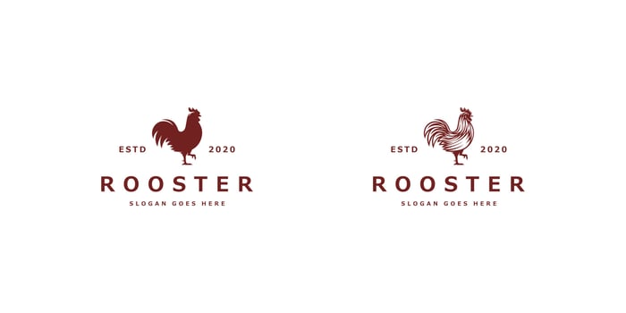 rooster logo mono line vector vintage