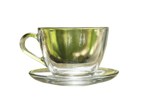 empty hot tea cup on transparent background png file