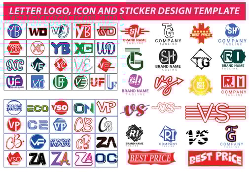 Initial letter logo, sticker and icon design template vector