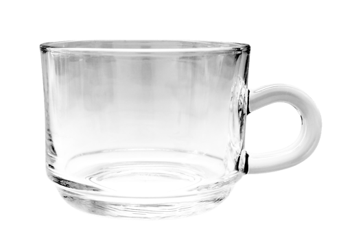 Empty glass tea cup on transparent png file