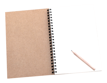 notebook and pencil on transparent background png file