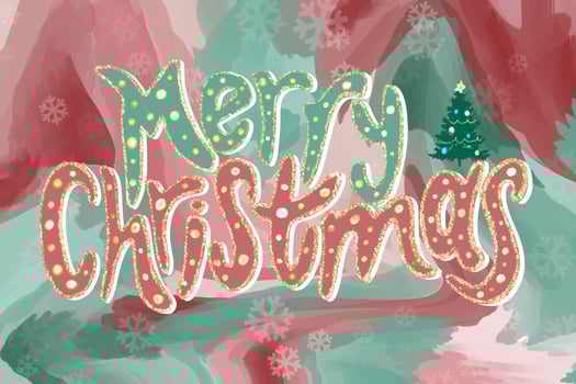 Background for a Merry Christmas greeting card with a pine tree copy space against a lovely night sky with snow. vector