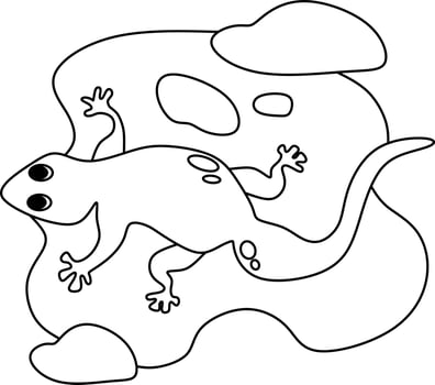 coloring page alphabets animal cartoon house lizard vector