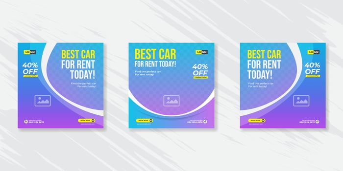 Rent a car banner for  social media post template design vector