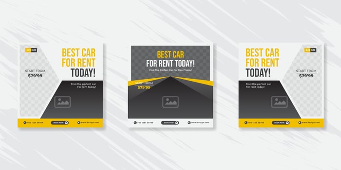Rent a car banner for  social media post template design vector