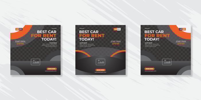 Rent a car banner for  social media post template design vector