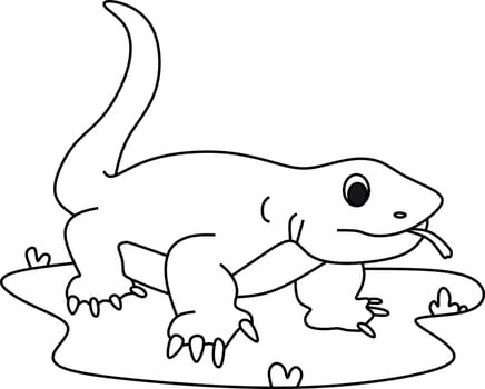 coloring page alphabets animal cartoon komodo vector