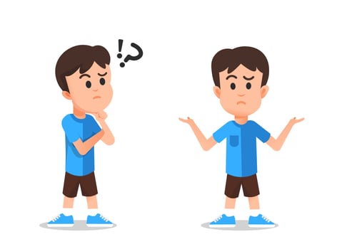 the pose of a child who is thinking and then confused vector