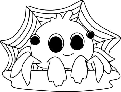 coloring page alphabets animal cartoon spider vector