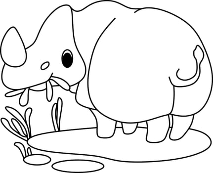 coloring page alphabets animal cartoon rhinoceros vector
