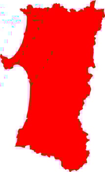 Silhouette of Japan country map,Akita Prefecture map vector