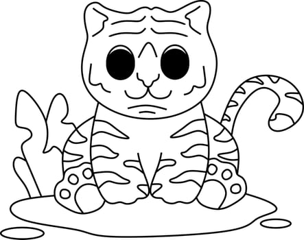 coloring page alphabets animal cartoon tiger vector