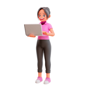 illustration cute girls with laptop png