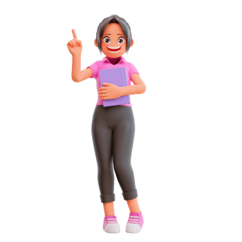 illustration cute girls pointing up png