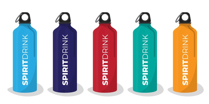 Vacuum flask template with rectangle bottle design in blue red green and yellow color choice design vector