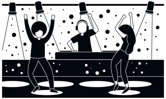 Nightclub party concept background, simple style vector