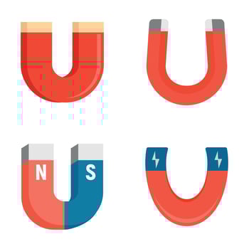 Magnet icons set, flat style vector
