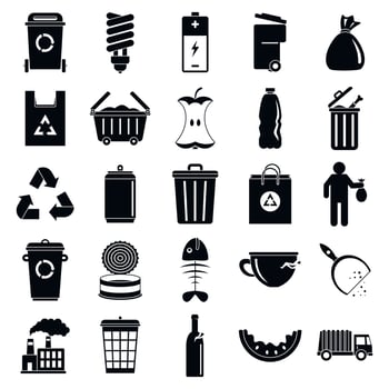 City garbage icons set, simple style vector