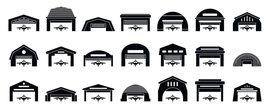Hangar icons set, simple style vector