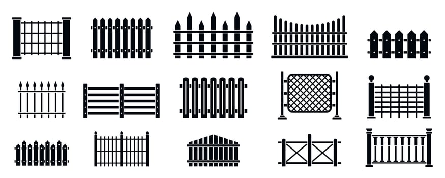 Fence icons set, simple style vector