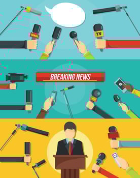 Journalism news banner concept set, flat style vector