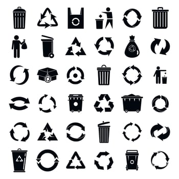 Recycling icons set, simple style vector