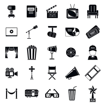 Stage director chair icons set, simple style vector