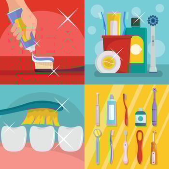 Toothbrush dental banner concept set, flat style vector
