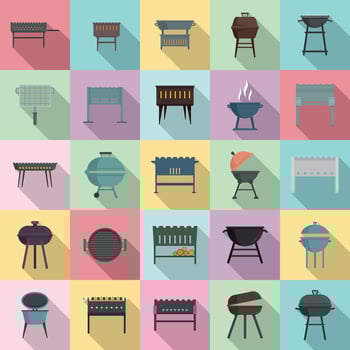 Brazier icons set, flat style vector