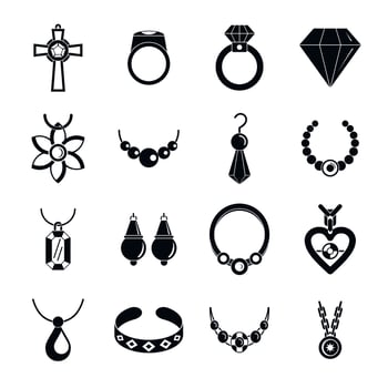 Jewellery necklace luxury icons set, simple style vector
