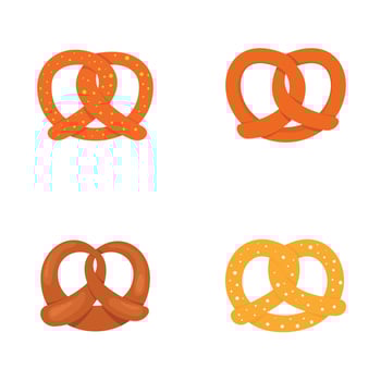Pretzel oktober fest icons set, flat style vector