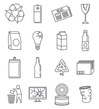 World recycles day icon set, outline style vector