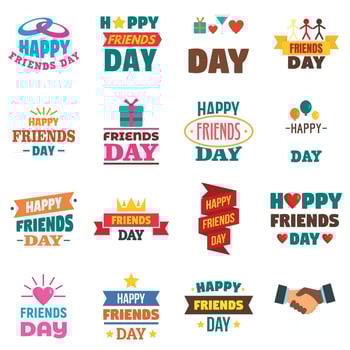 Friends day logo set, flat style vector