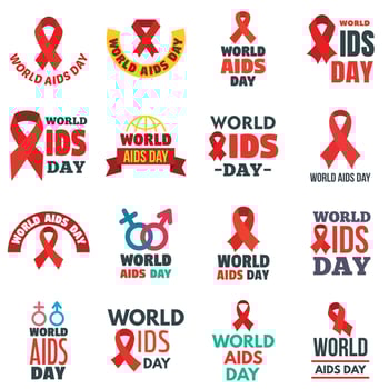 World AIDS day logo set, flat style vector