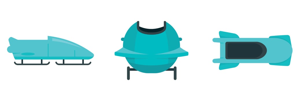 Bobsleigh icon set, flat style vector