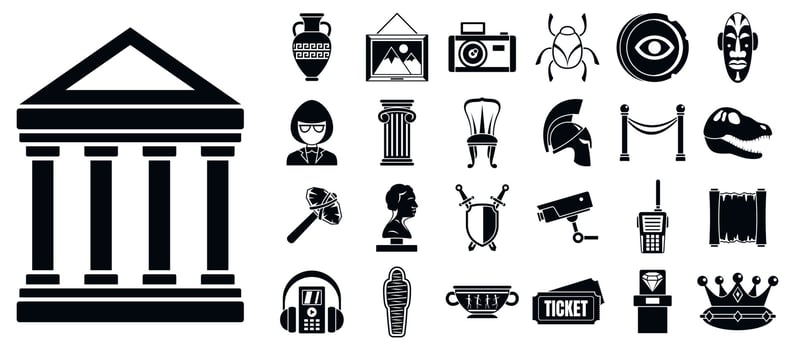 Art museum icon set, simple style vector