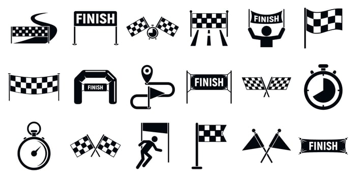 Finish icons set, simple style vector