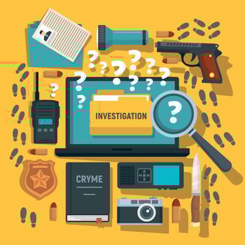 Crime investigation concept background, flat style vector