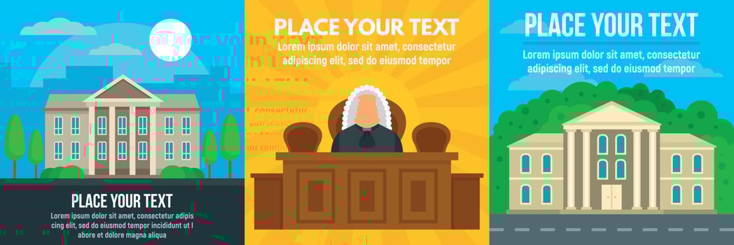 Courthouse supreme banner set, flat style vector
