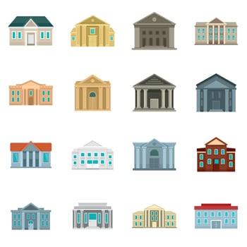Courthouse icons set, flat style vector