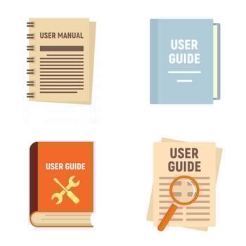 User guide icons set, flat style vector