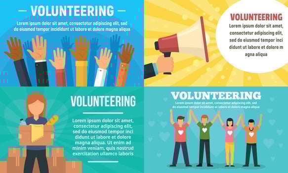 Volunteering banner set, flat style vector